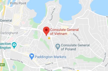Map of Consulate of Vietnam in Sydney